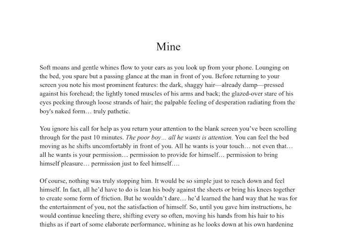 write a short sfw or smut one shot